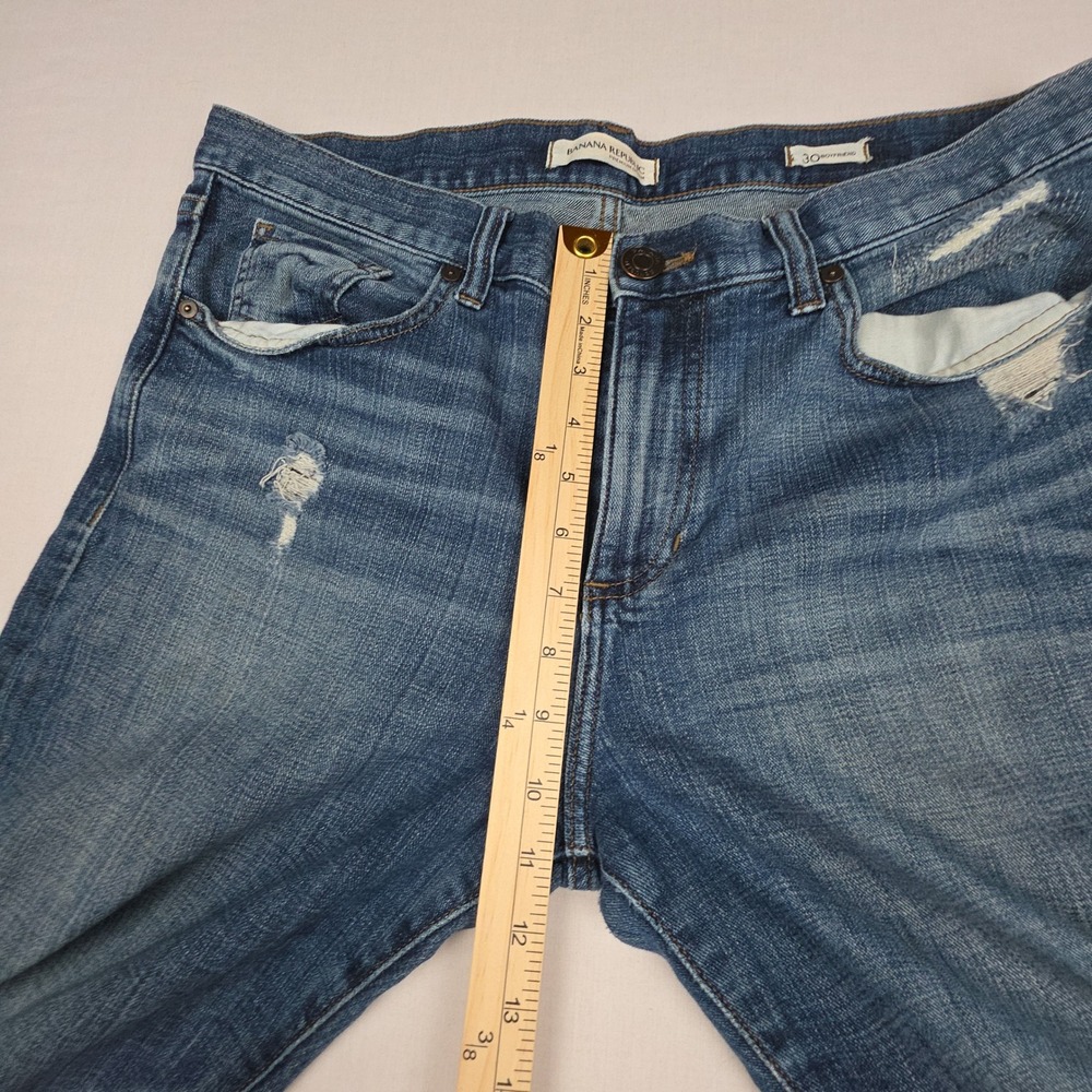 Banana Republic Premium Denim Boyfriend Jeans Women 30 Blue Distressed Cotton - Picture 7 of 11